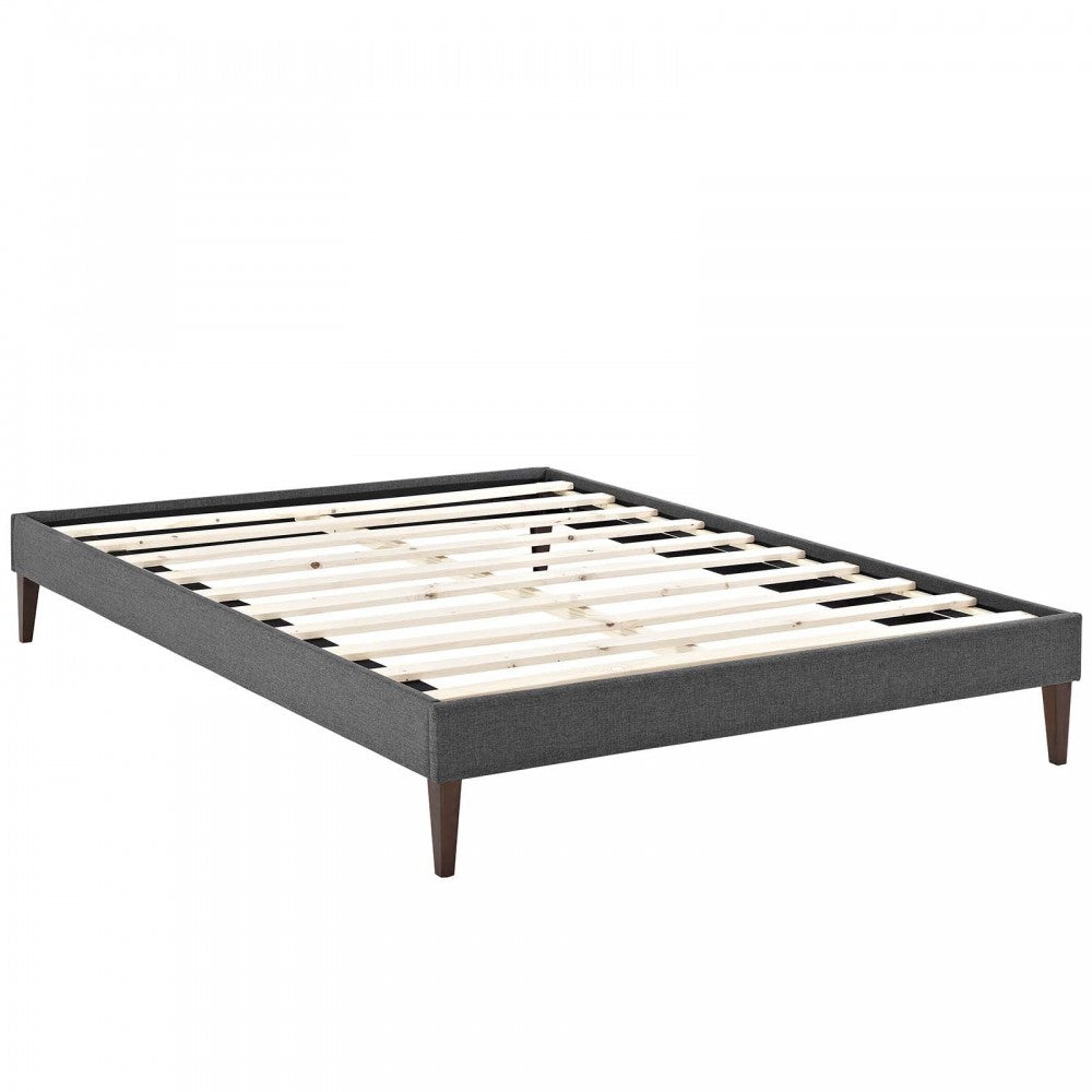 Tessie Full Fabric Bed Frame with Squared Tapered Legs, Gray