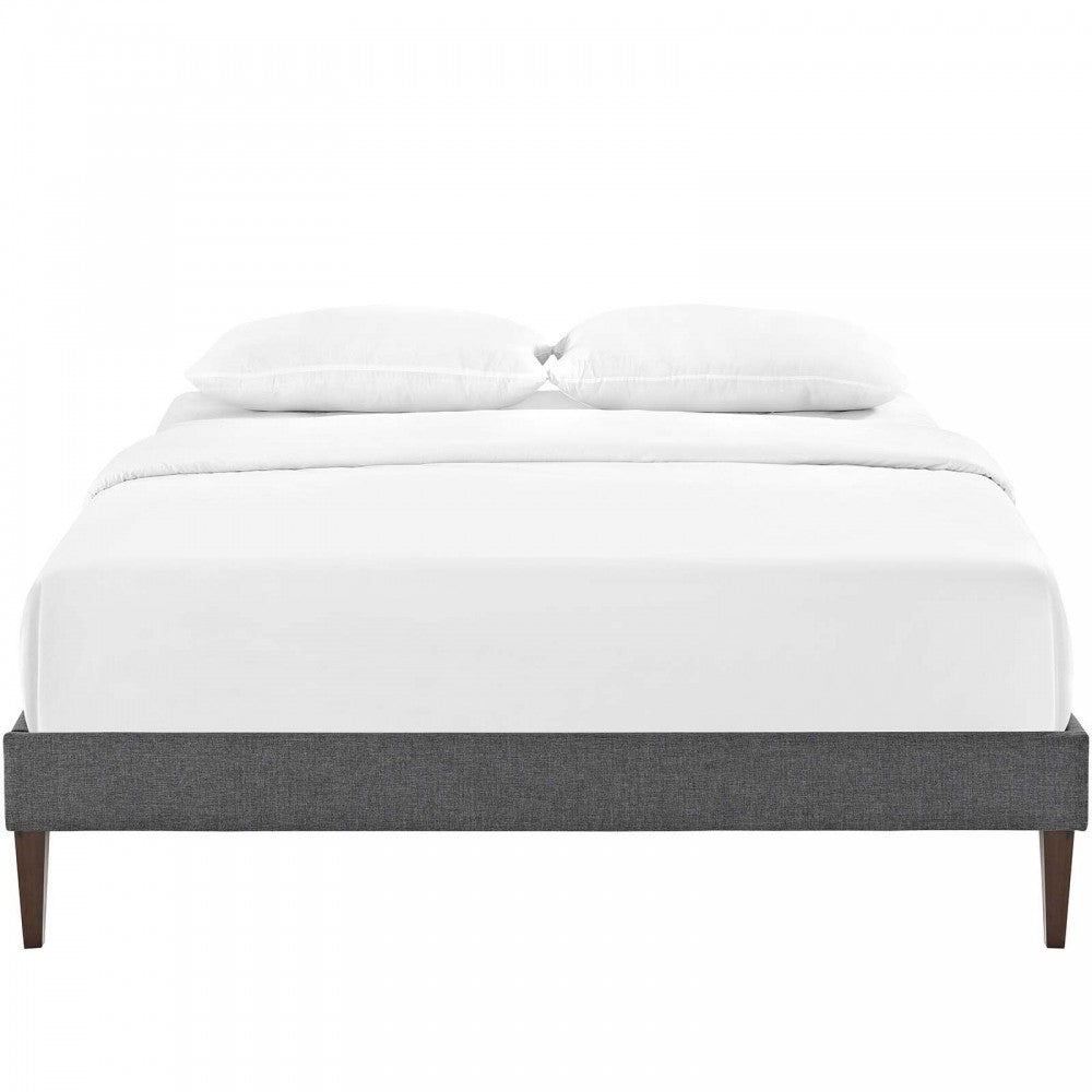 Tessie Full Fabric Bed Frame with Squared Tapered Legs, Gray