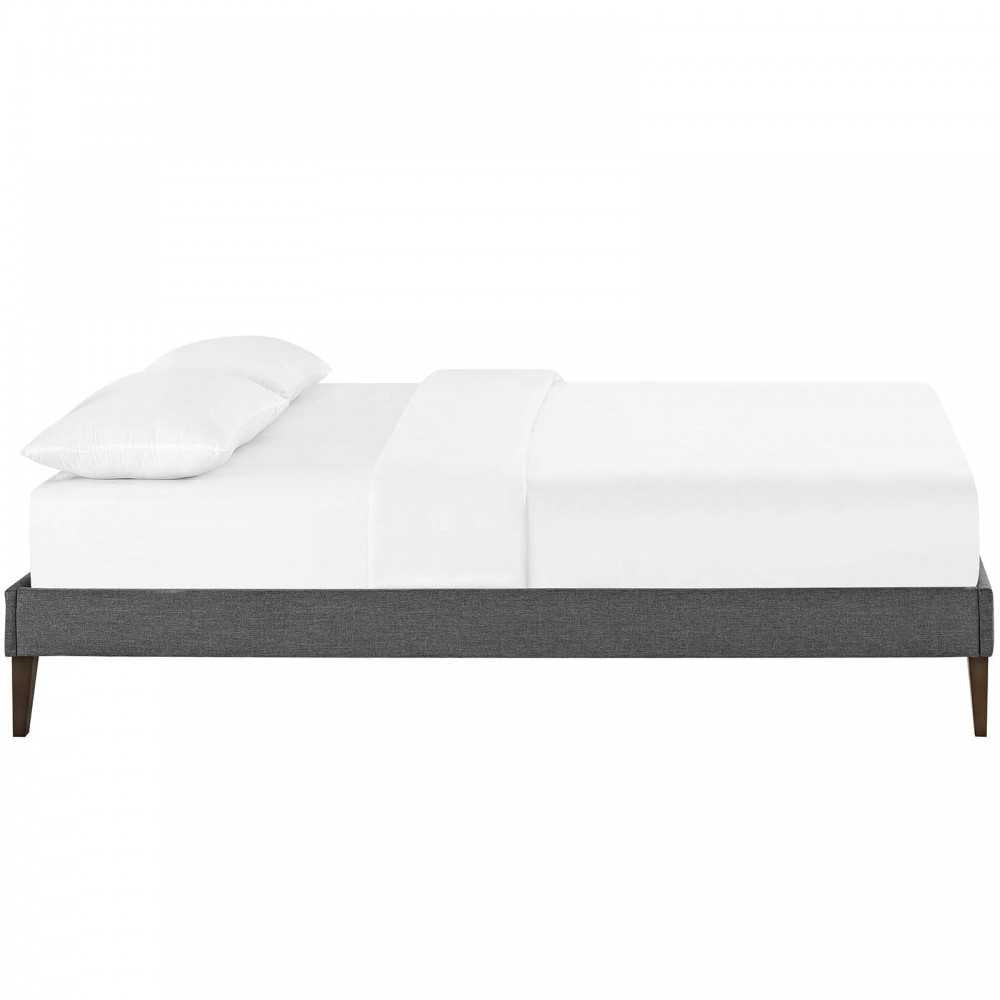 Tessie Full Fabric Bed Frame with Squared Tapered Legs, Gray