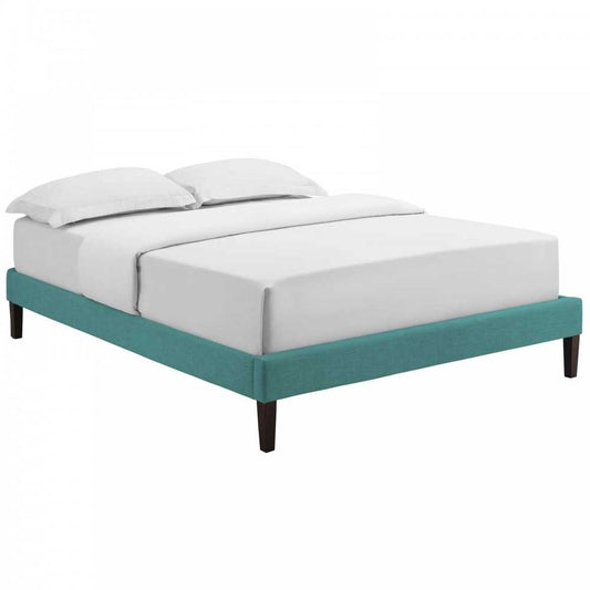 Tessie Full Fabric Bed Frame with Squared Tapered Legs, Teal