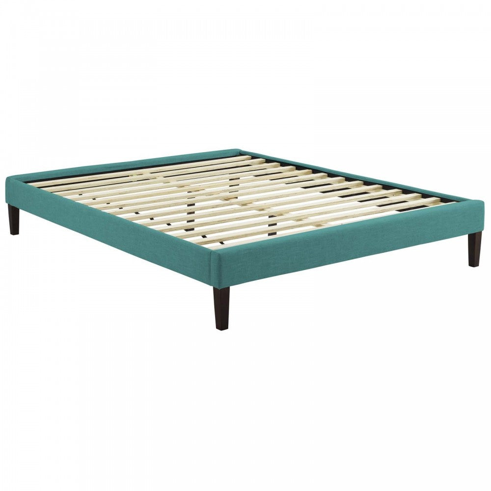 Tessie Full Fabric Bed Frame with Squared Tapered Legs, Teal