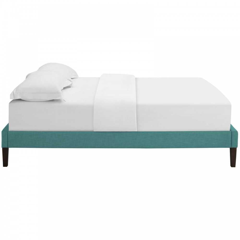 Tessie Full Fabric Bed Frame with Squared Tapered Legs, Teal