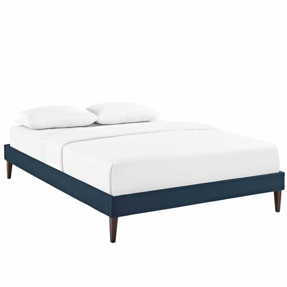 Tessie Full Fabric Bed Frame with Squared Tapered Legs, Azure