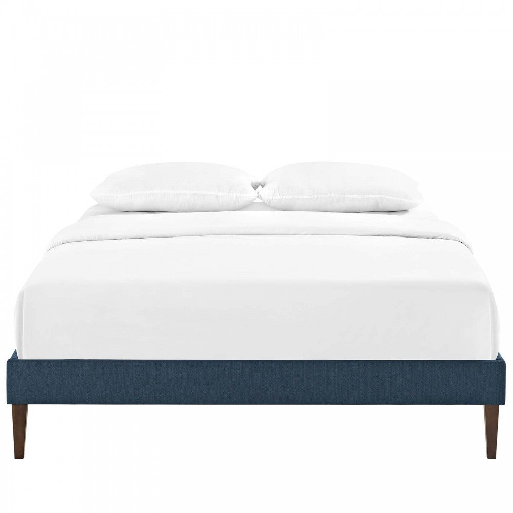 Tessie Full Fabric Bed Frame with Squared Tapered Legs, Azure