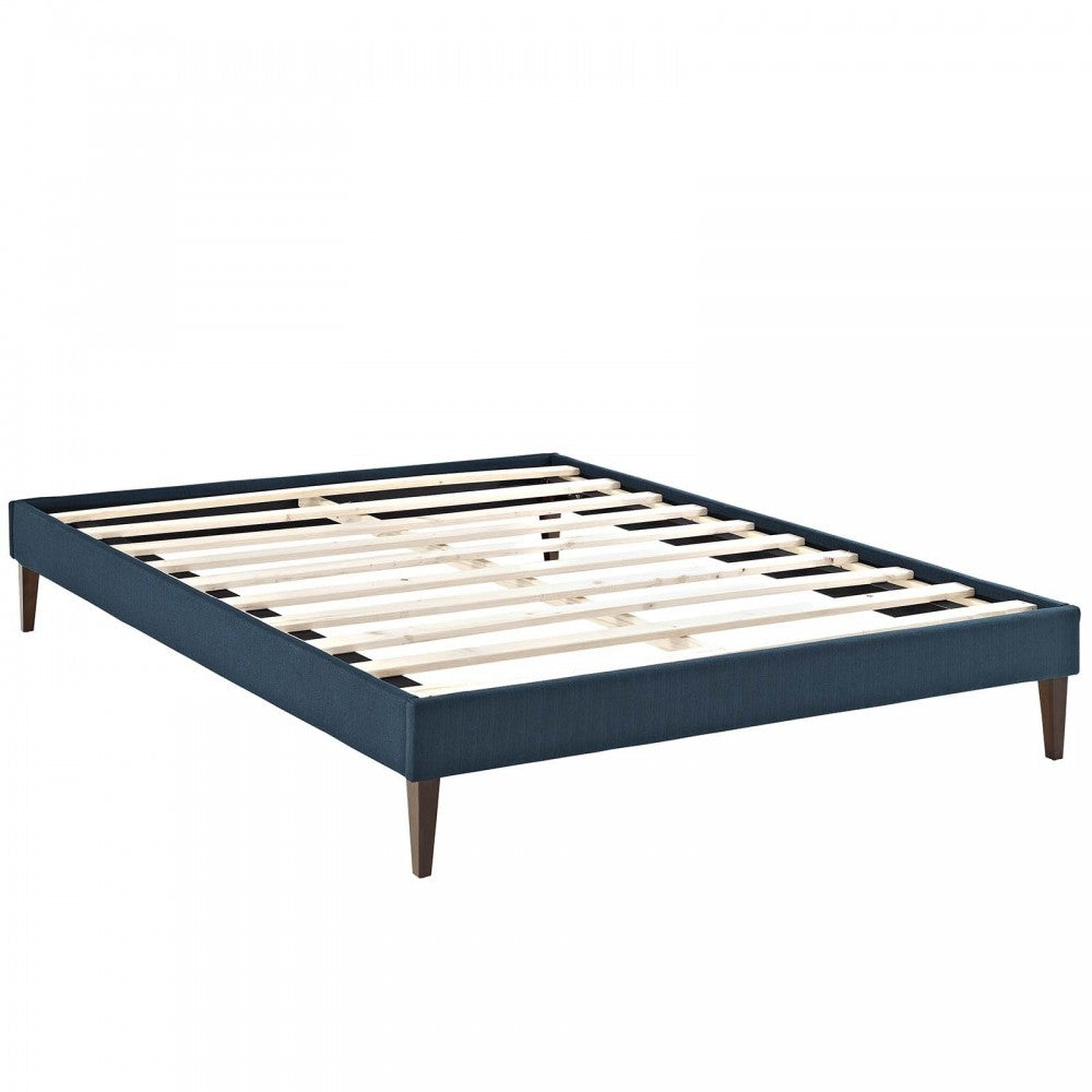 Tessie Full Fabric Bed Frame with Squared Tapered Legs, Azure