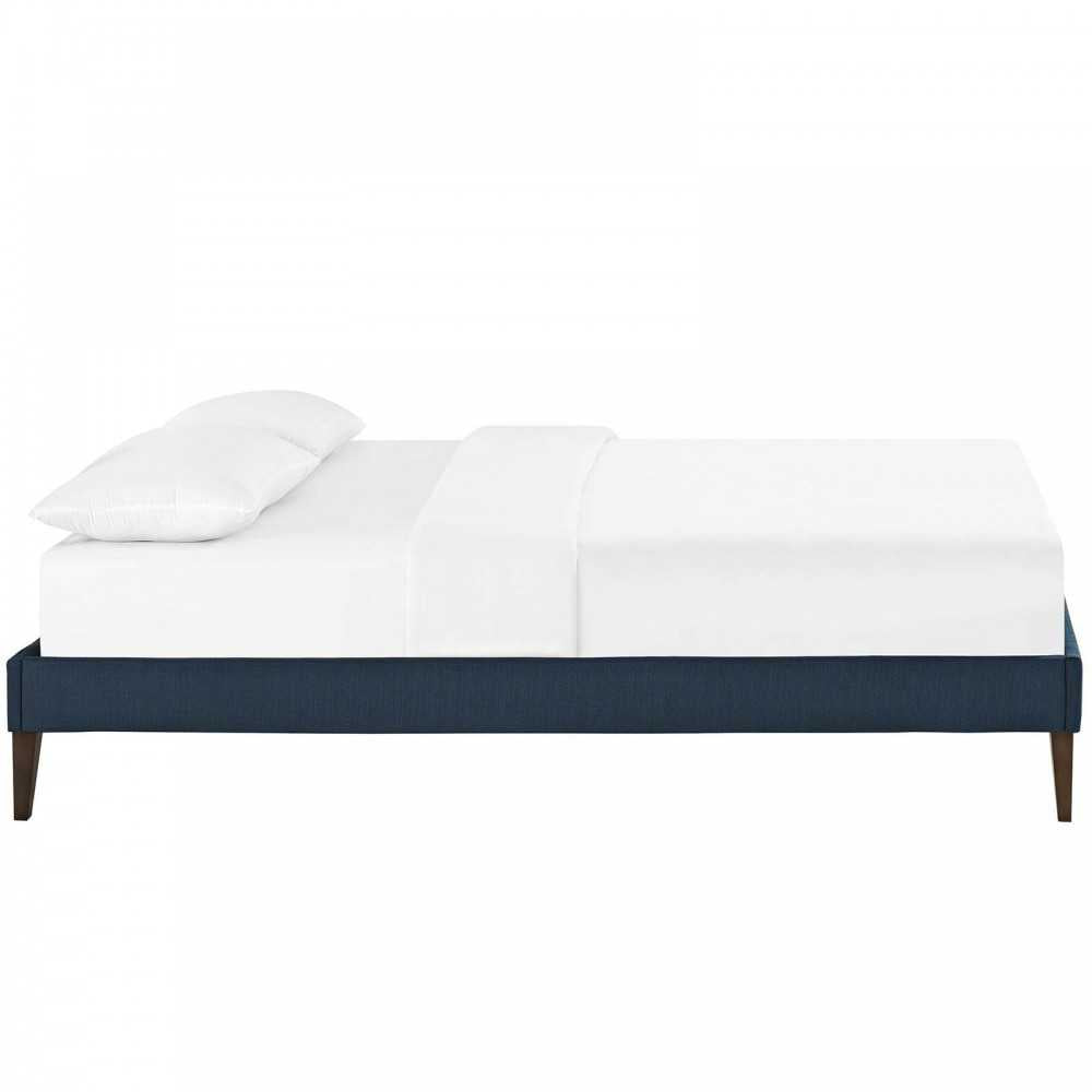 Tessie Full Fabric Bed Frame with Squared Tapered Legs, Azure