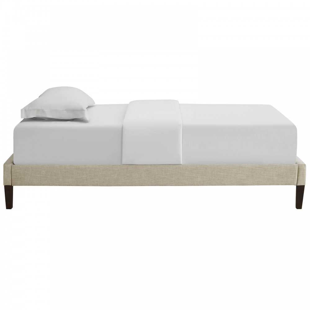 Tessie Twin Fabric Bed Frame with Squared Tapered Legs, Beige