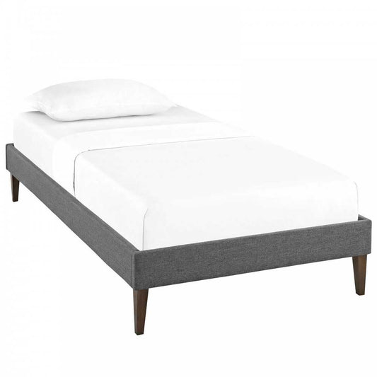 Tessie Twin Fabric Bed Frame with Squared Tapered Legs, Gray