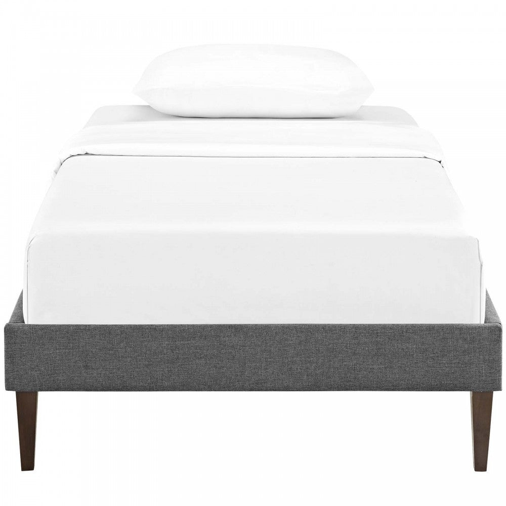 Tessie Twin Fabric Bed Frame with Squared Tapered Legs, Gray