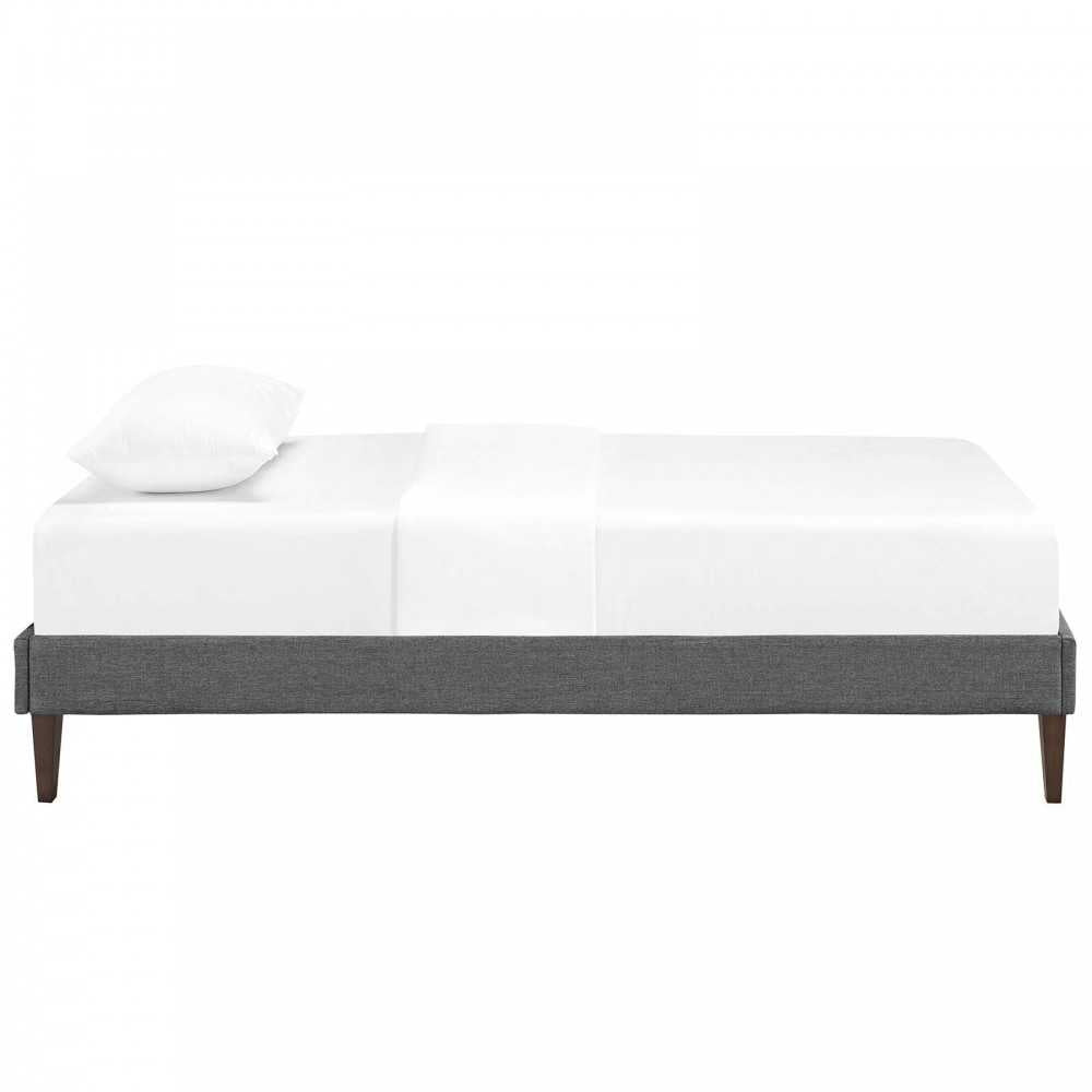 Tessie Twin Fabric Bed Frame with Squared Tapered Legs, Gray