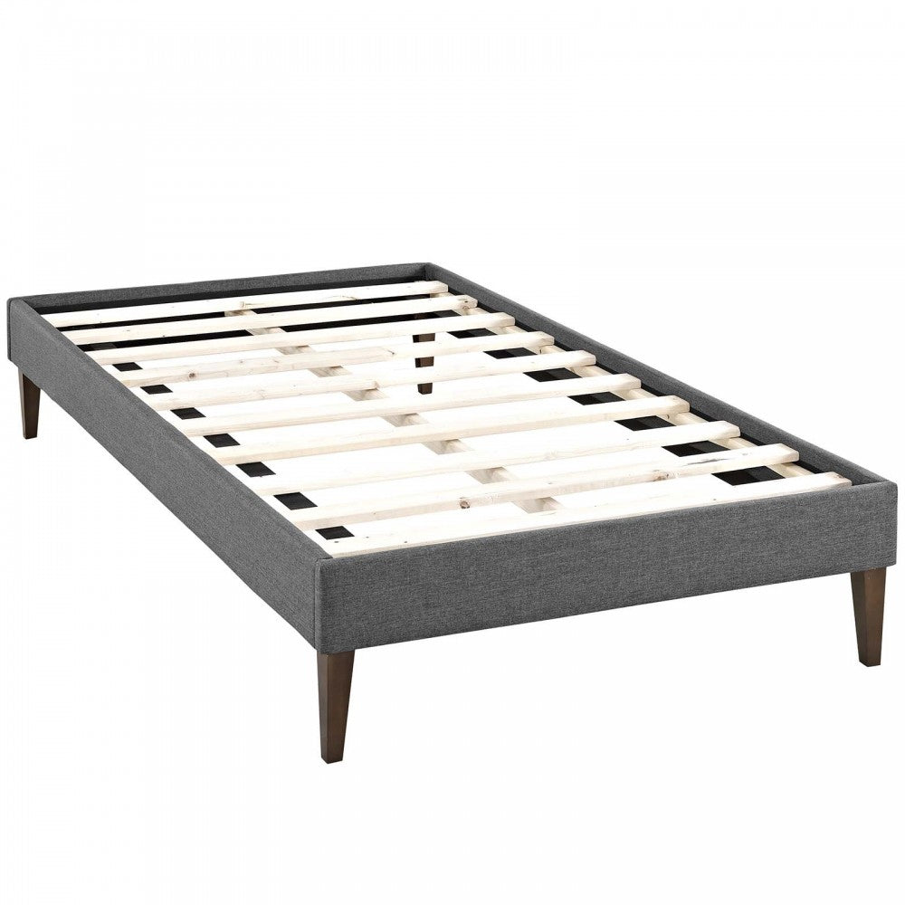 Tessie Twin Fabric Bed Frame with Squared Tapered Legs, Gray