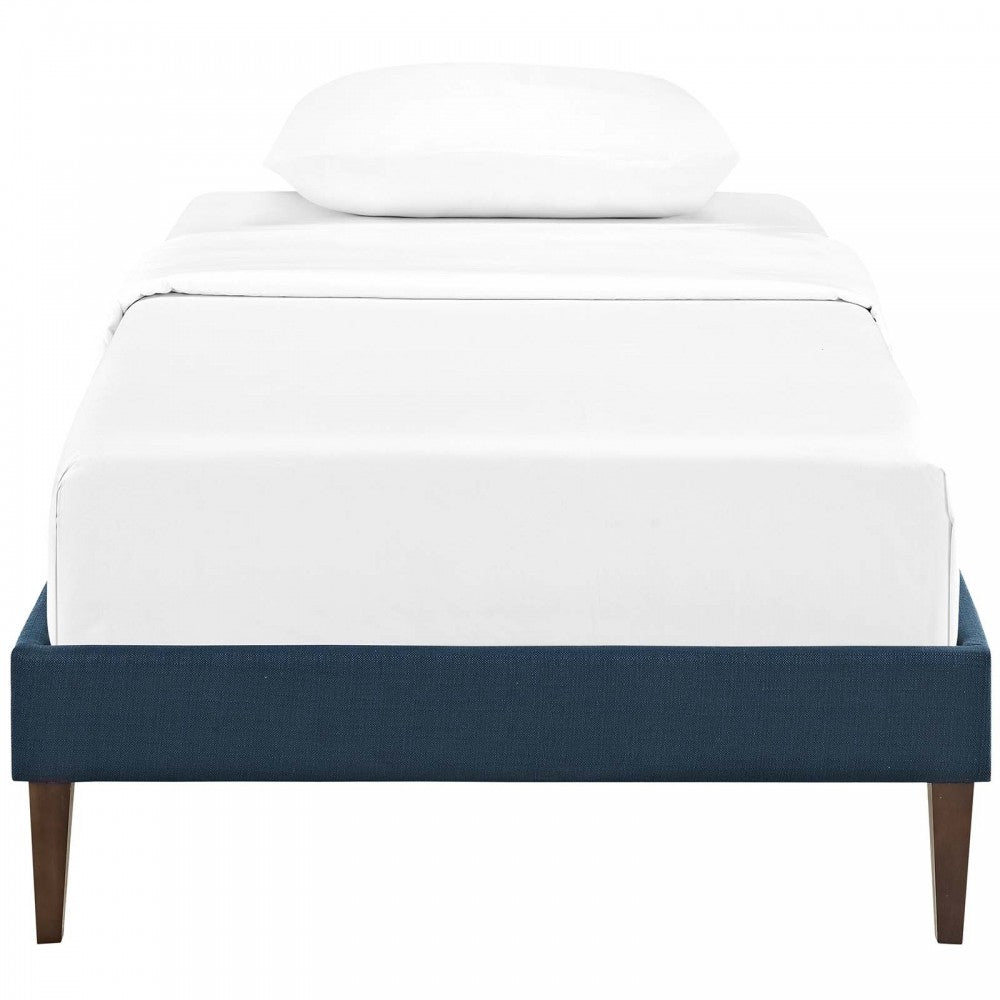 Tessie Twin Fabric Bed Frame with Squared Tapered Legs, Azure