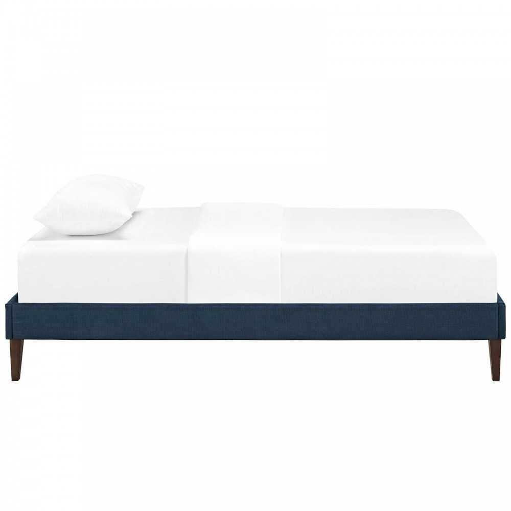 Tessie Twin Fabric Bed Frame with Squared Tapered Legs, Azure