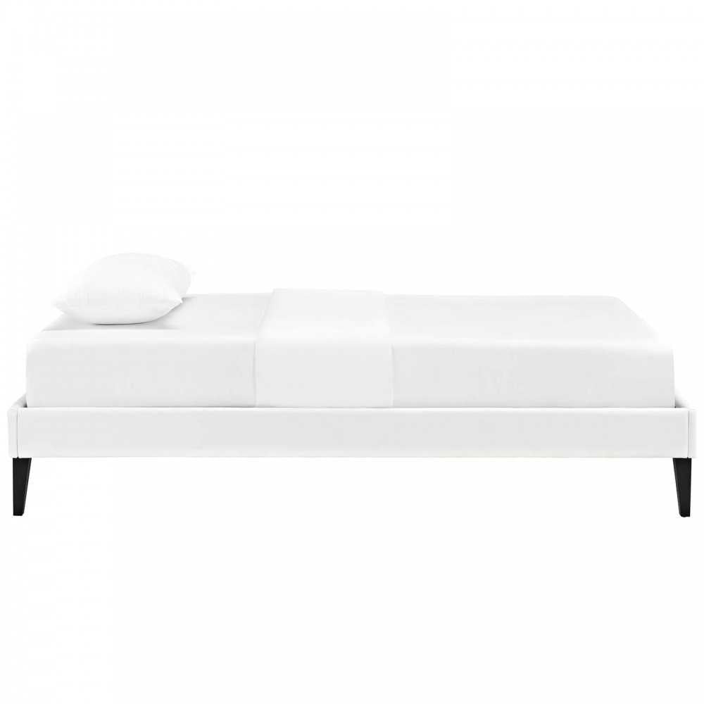 Tessie Twin Vinyl Bed Frame with Squared Tapered Legs, White