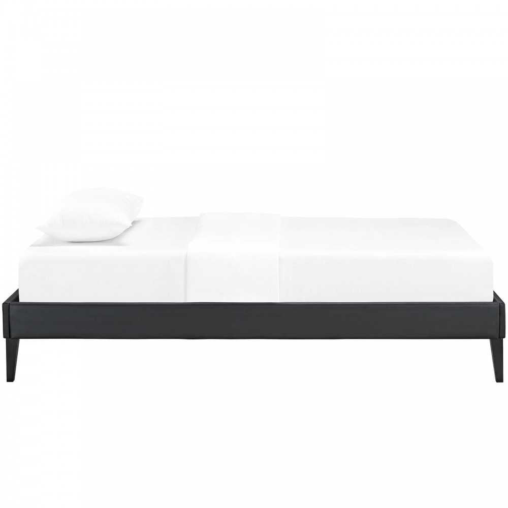 Tessie Twin Vinyl Bed Frame with Squared Tapered Legs, Black