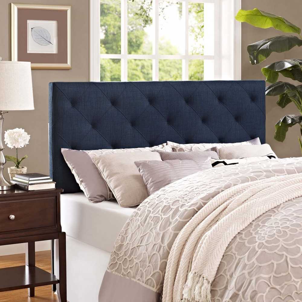 Theodore Full Upholstered Fabric Headboard, Navy