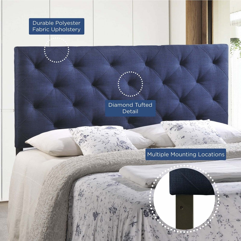 Theodore Full Upholstered Fabric Headboard, Navy