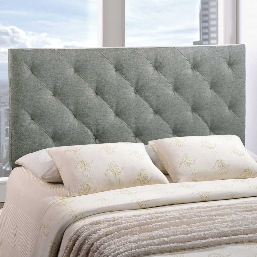Theodore Queen Upholstered Fabric Headboard, Gray