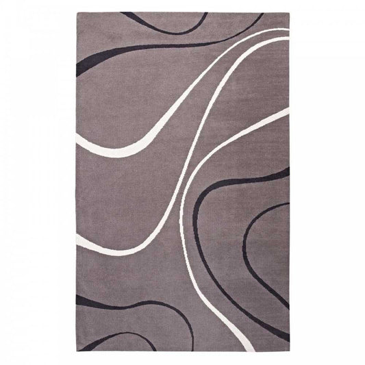 Therese Abstract Swirl 5x8 Area Rug, Charcoal, Black and Ivory