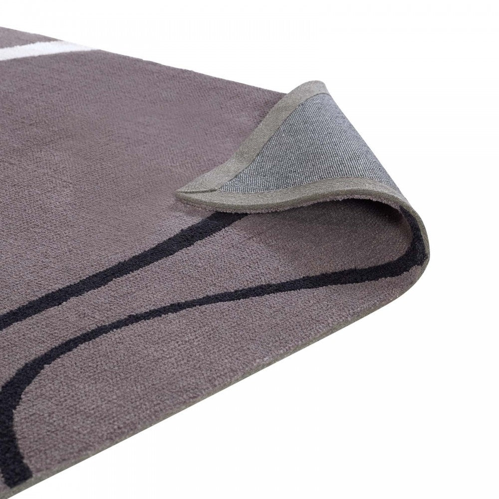 Therese Abstract Swirl 5x8 Area Rug, Charcoal, Black and Ivory