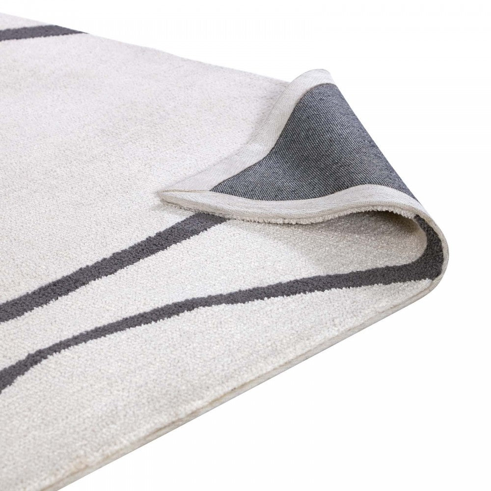 Therese Abstract Swirl 5x8 Area Rug, Ivory and Charcoal