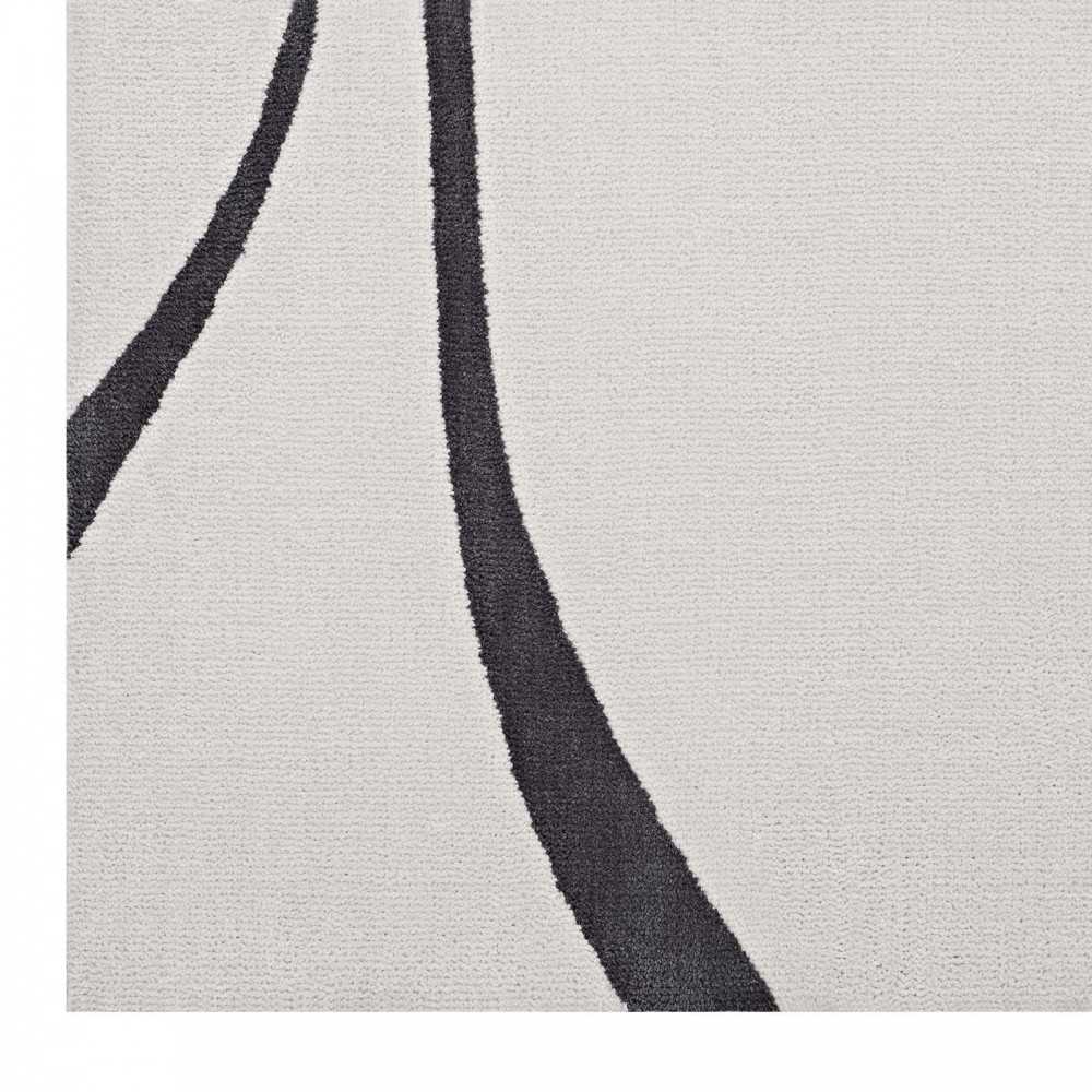 Therese Abstract Swirl 5x8 Area Rug, Ivory and Charcoal
