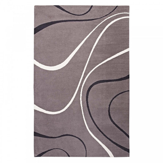 Therese Abstract Swirl 8x10 Area Rug, Charcoal, Black and Ivory