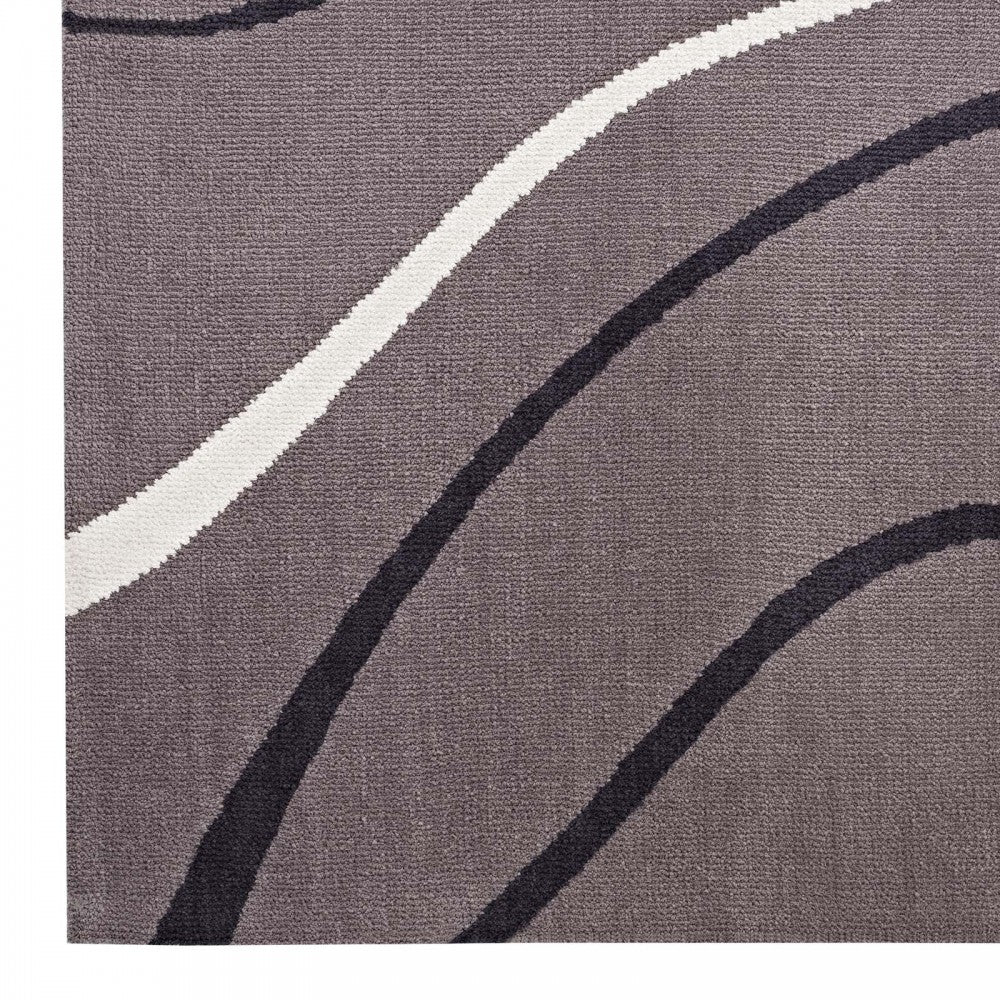 Therese Abstract Swirl 8x10 Area Rug, Charcoal, Black and Ivory