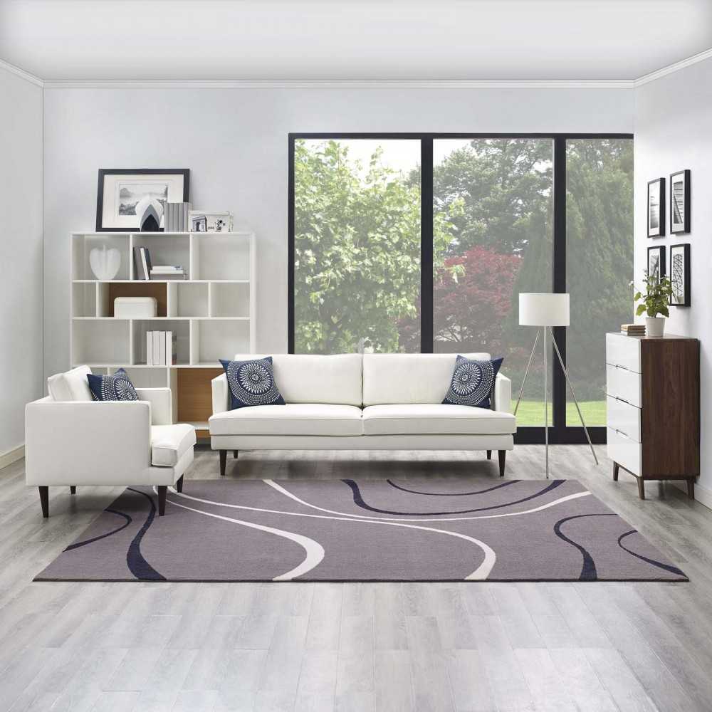 Therese Abstract Swirl 8x10 Area Rug, Charcoal, Black and Ivory