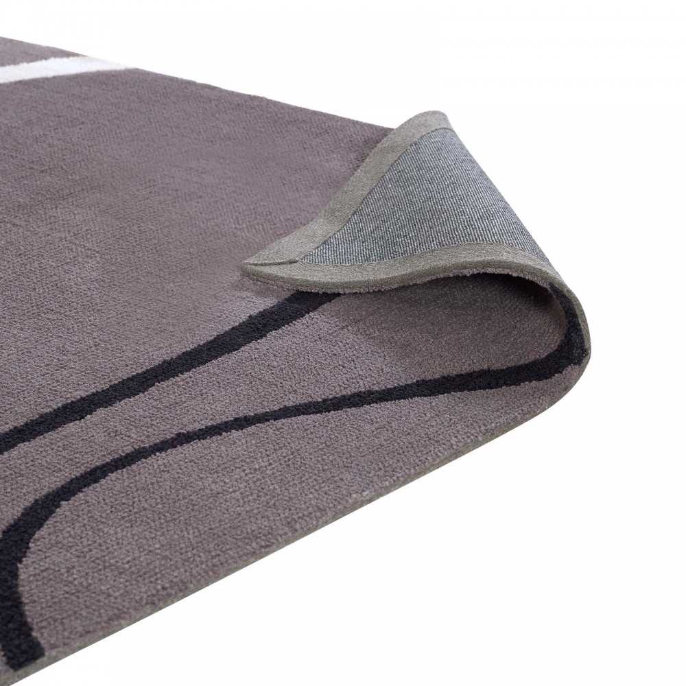 Therese Abstract Swirl 8x10 Area Rug, Charcoal, Black and Ivory