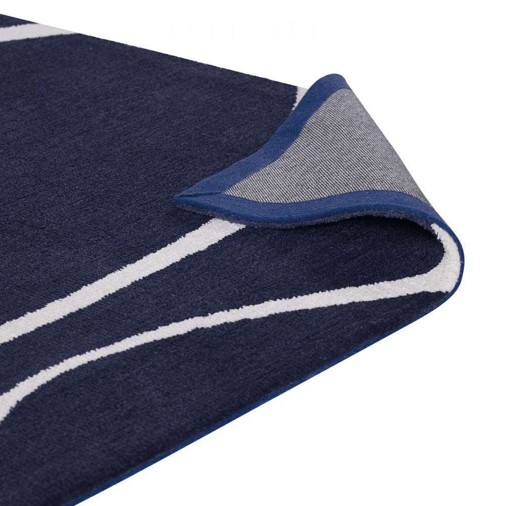 Therese Abstract Swirl 8x10 Area Rug, Navy and Ivory