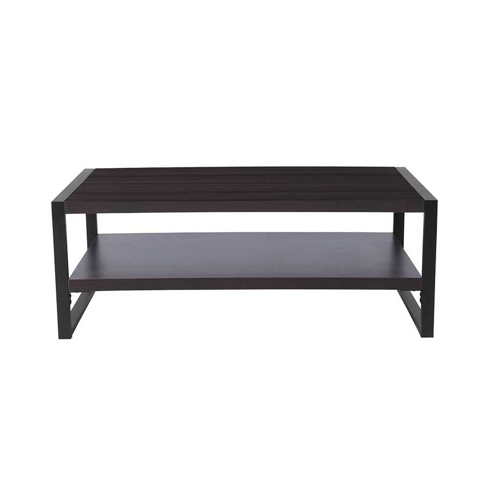 Thompson Collection Charcoal Wood Grain Finish Coffee Table with Black Metal Frame