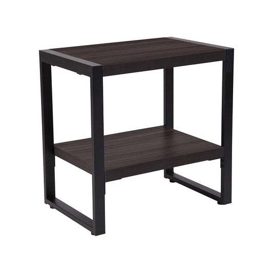 Thompson Collection Charcoal Wood Grain Finish End Table with Black Metal Frame