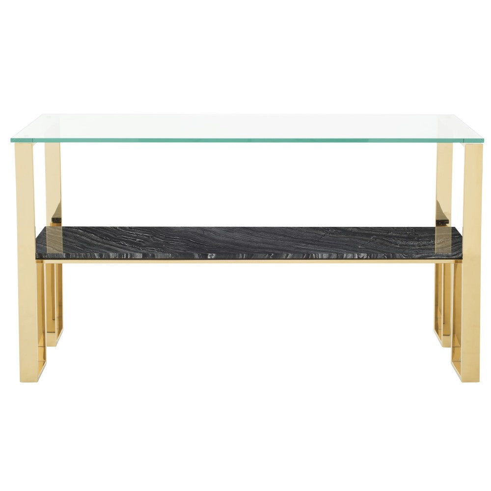 Tierra Black Wood Vein Stone Console Table, HGNA517