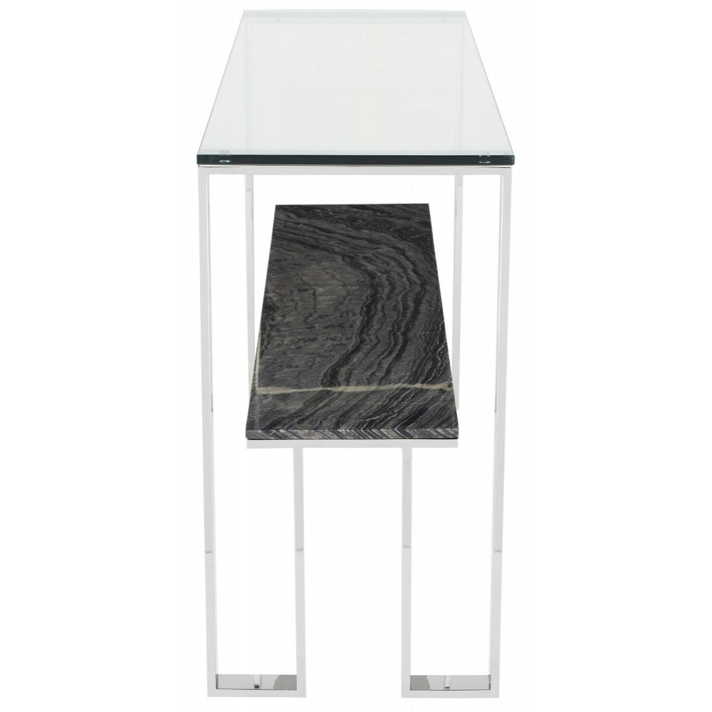 Tierra Black Wood Vein Stone Console Table, HGNA519