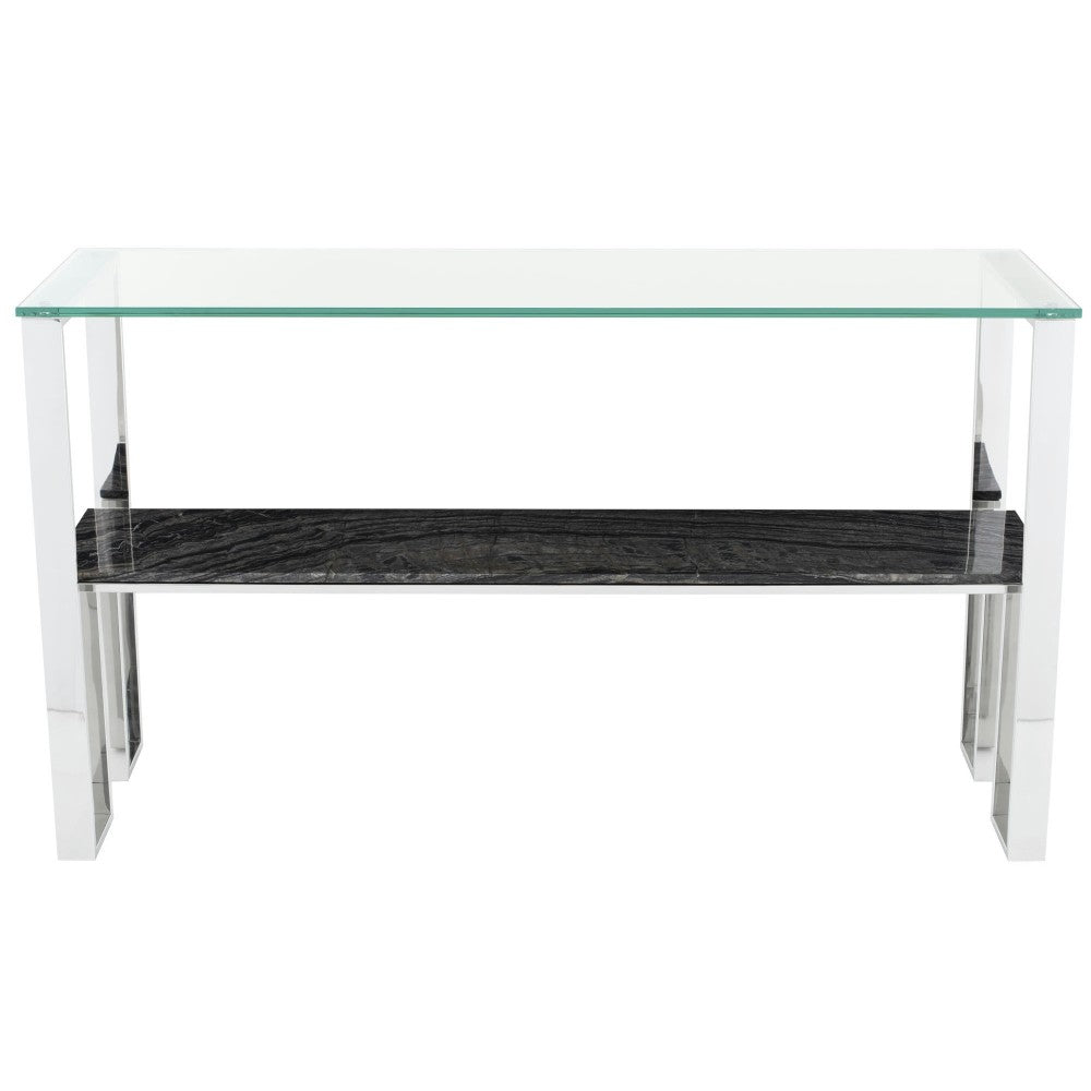 Tierra Black Wood Vein Stone Console Table, HGNA519