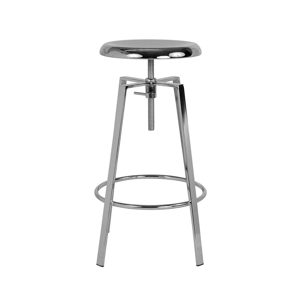 Toledo Industrial Style Barstool with Swivel Lift Adjustable Height Seat in Chrome Finish