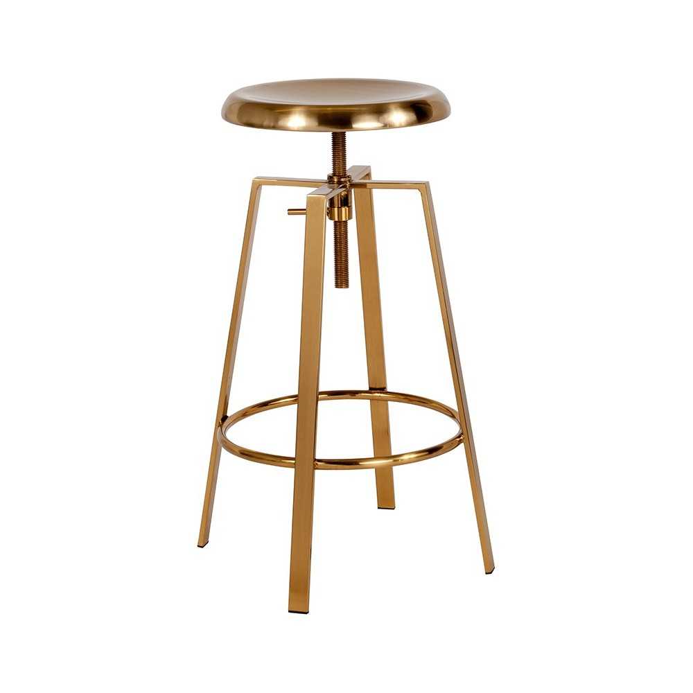 Toledo Industrial Style Barstool with Swivel Lift Adjustable Height Seat in Gold Finish