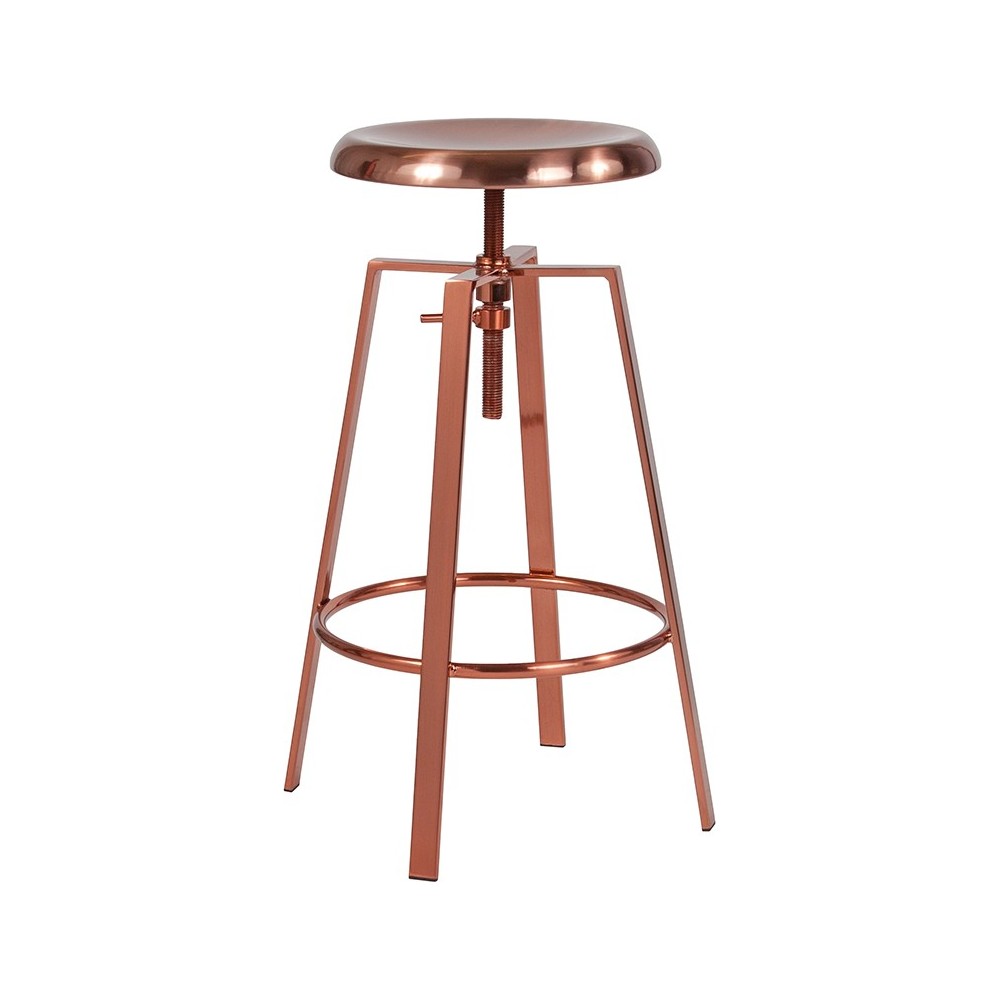 Toledo Industrial Style Barstool with Swivel Lift Adjustable Height Seat in Rose Gold Finish