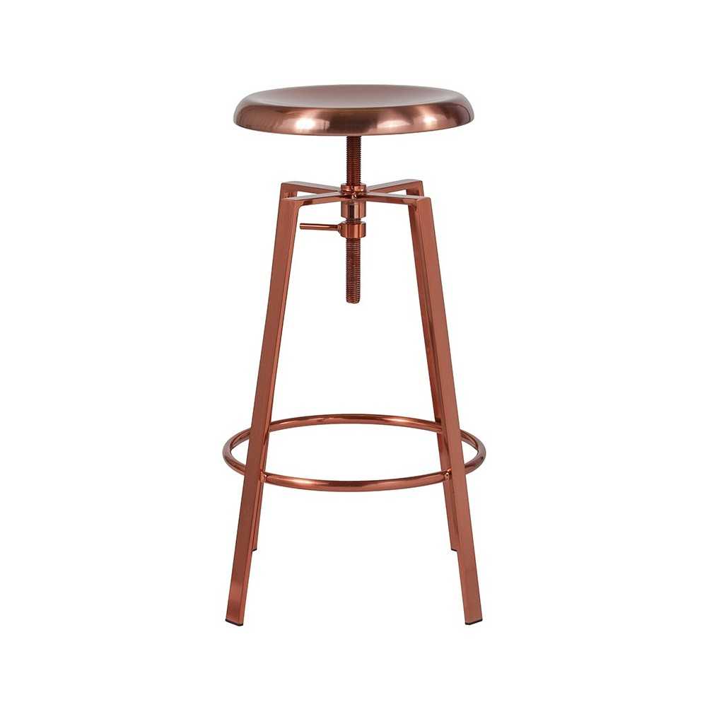 Toledo Industrial Style Barstool with Swivel Lift Adjustable Height Seat in Rose Gold Finish