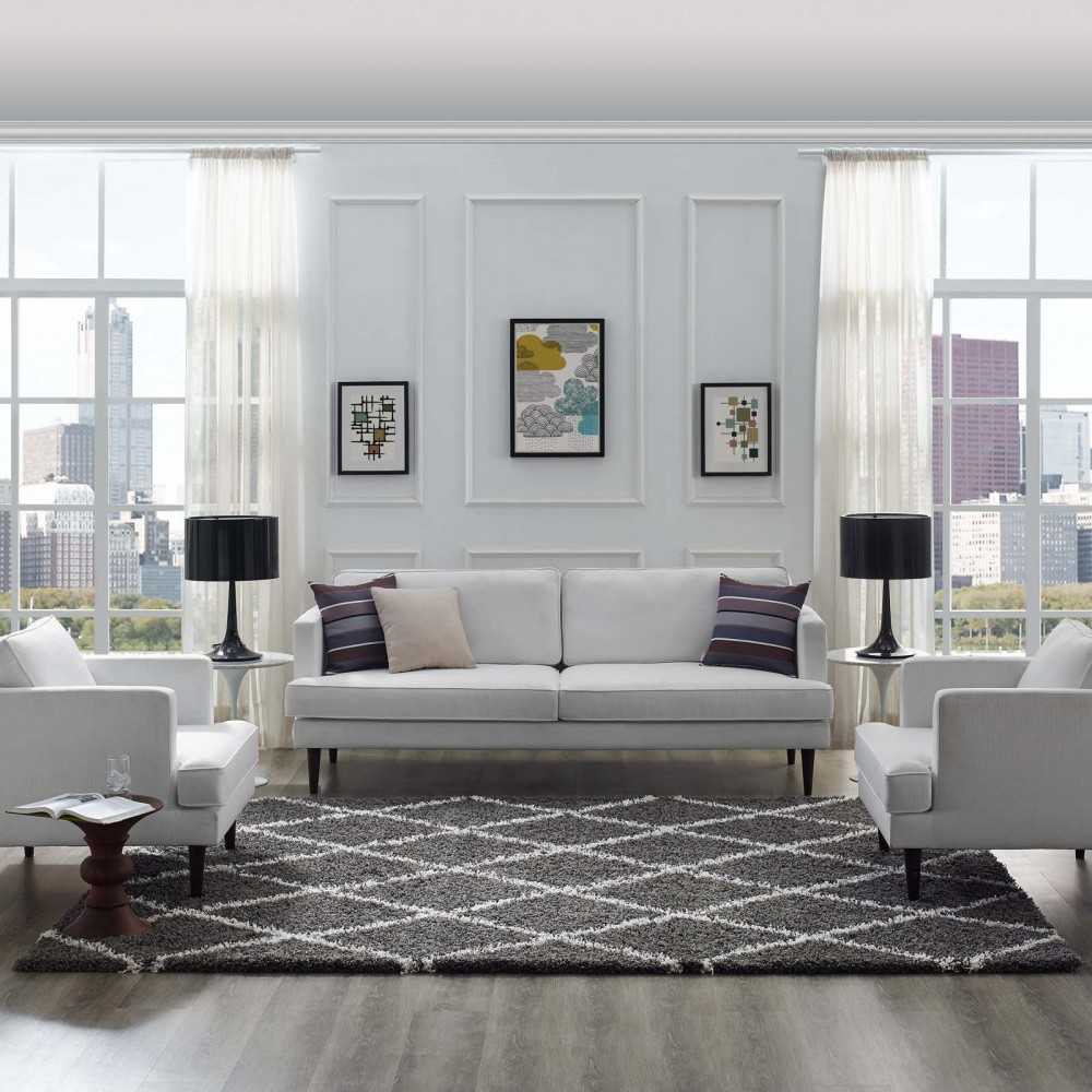 Toryn Diamond Lattice 8x10 Shag Area Rug, Dark Gray and Ivory