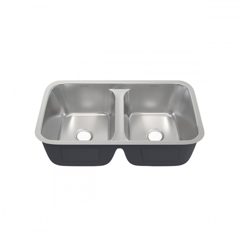 Toulouse 32x19 Low Divide Stainless Steel, Dual Basin, Under-Mount Kitchen Sink
