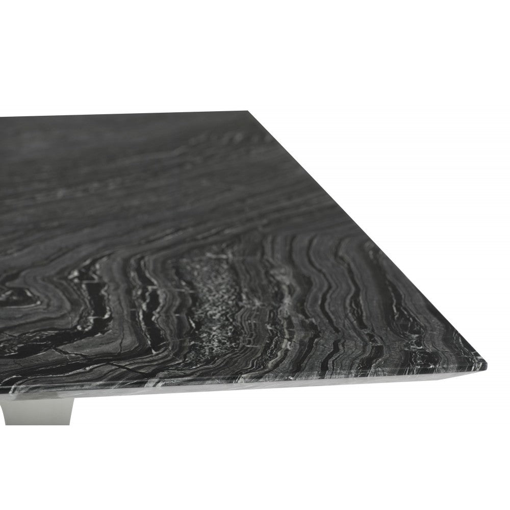 Toulouse Black Wood Vein Stone Dining Table, HGNA481