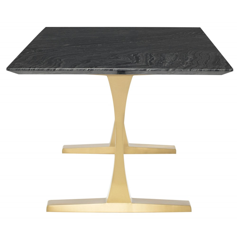 Toulouse Black Wood Vein Stone Dining Table, HGNA483