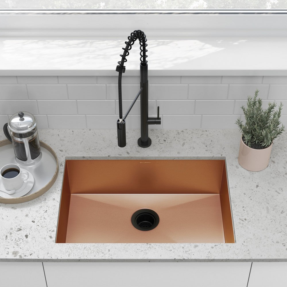 Tourner 26x18 Stainless Steel, Single Basin, Undermount Kitchen Sink, Rose Gold