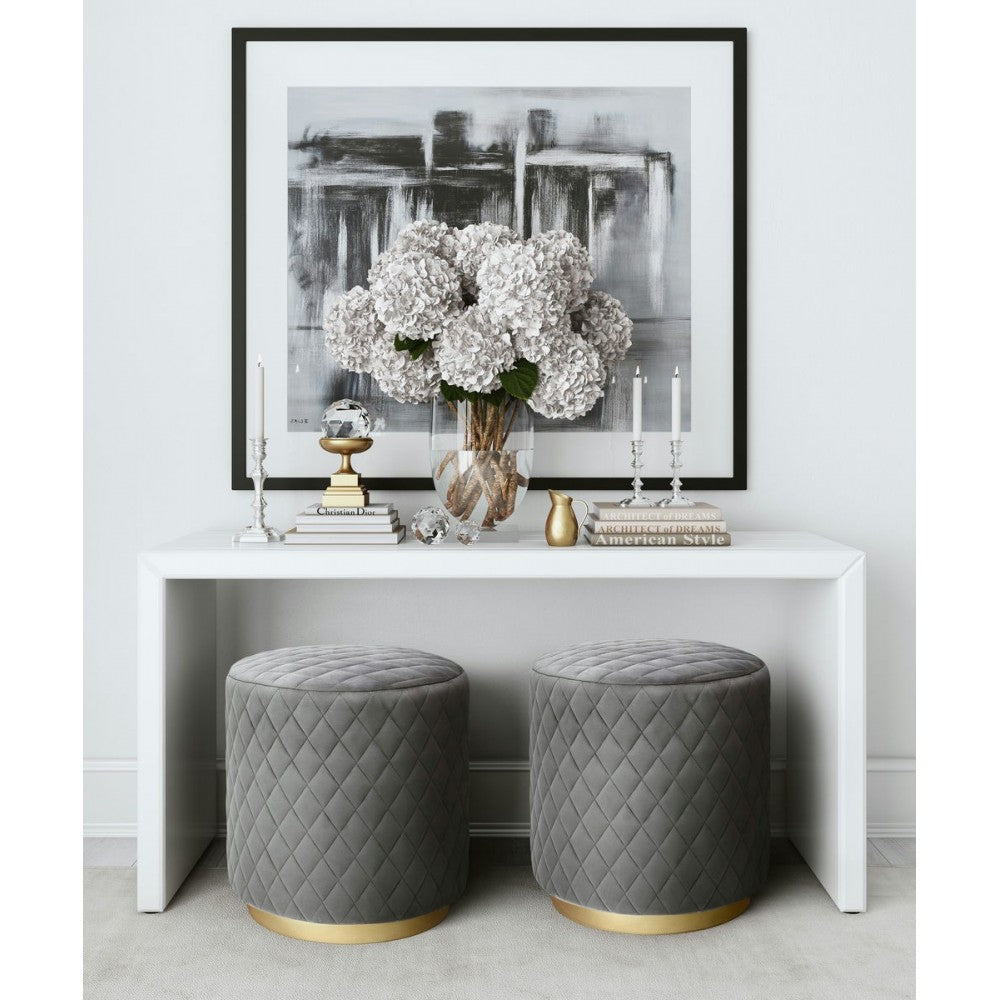 TOV Furniture Abir Gray Velvet Ottoman