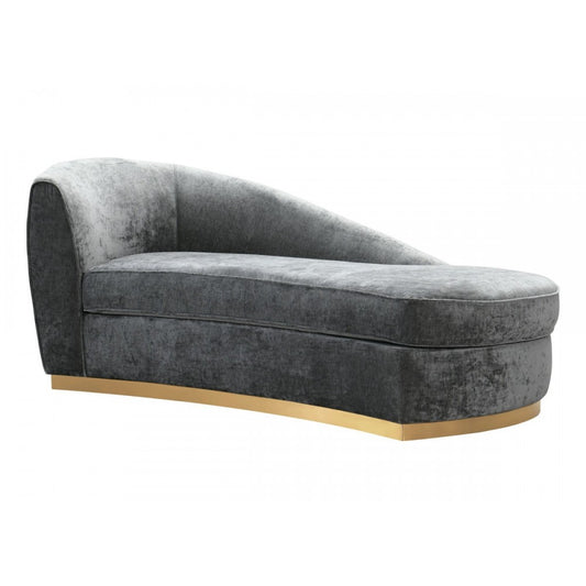 TOV Furniture Adele Gray Slub Velvet Chaise