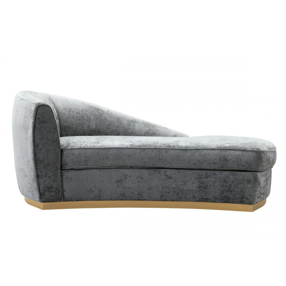 TOV Furniture Adele Gray Slub Velvet Chaise