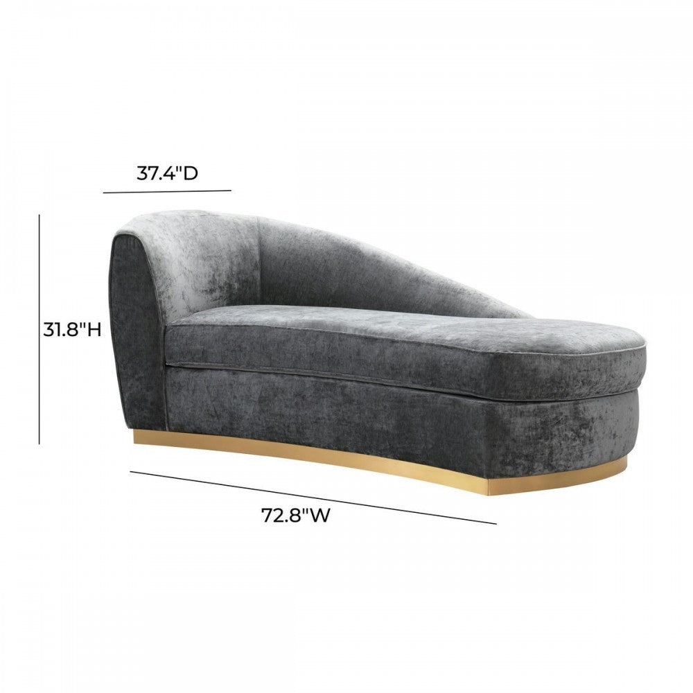 TOV Furniture Adele Gray Slub Velvet Chaise