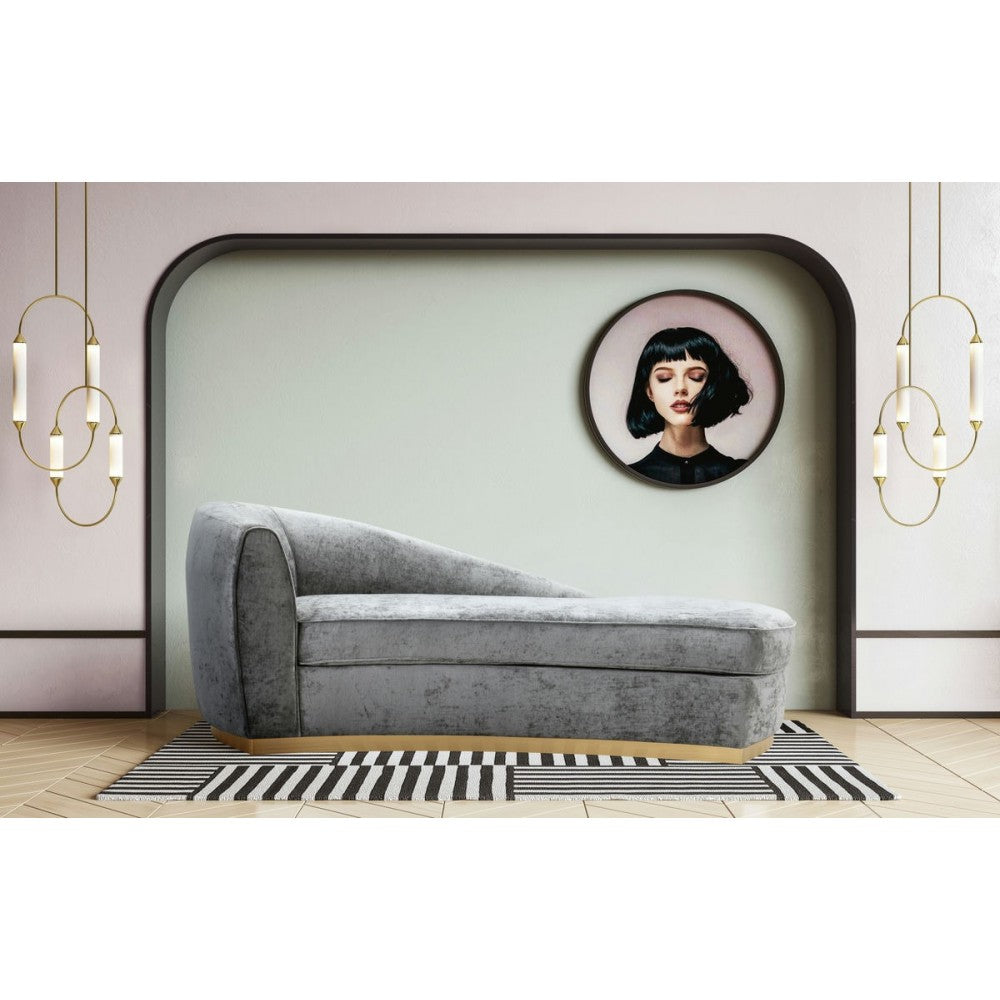 TOV Furniture Adele Gray Slub Velvet Chaise